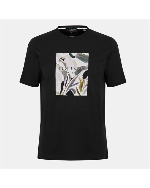 Ted Baker Black Graphic Logo T-Shirt for men