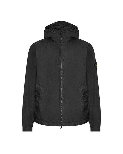 Stone Island Blue Crinkle Rep Hood Bomber Jacket for men