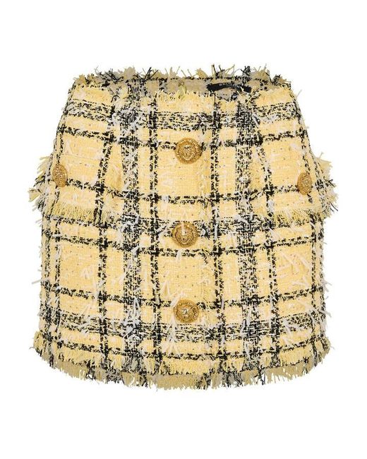 Balmain Metallic Glitter Tweed Mini Skirt