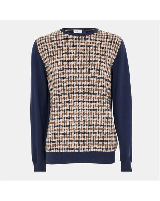 Aquascutum Blue Knitted Crew Neck Jumper for men