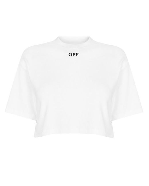Off-White c/o Virgil Abloh White Cropped T-Shirt With Logo