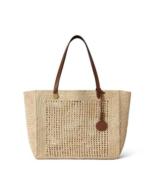 Mulberry Metallic Crochet Tote Raffia