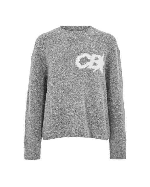 Cole Buxton Gray Star Knitted Crew Neck Jumper for men