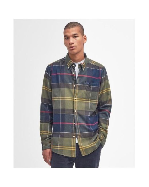 Barbour Blue Edderton Long Sleeve Patterned Shirt for men