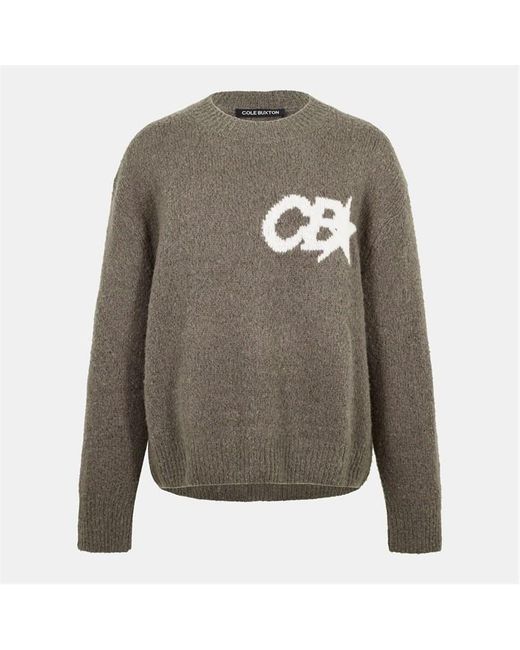 Cole Buxton Gray Star Knitted Crew Neck Jumper for men