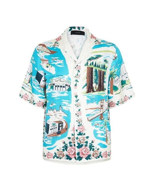 Amiri Blue Hawaiian Vacation Shirt for men