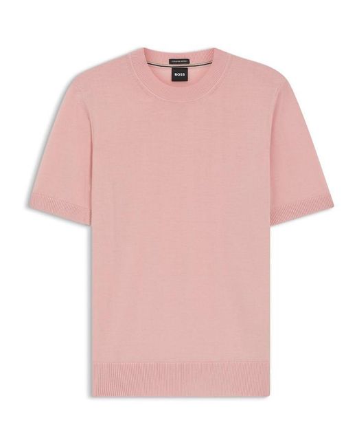 Boss Pink Knitted Short Sleeve Top (Umauro) for men