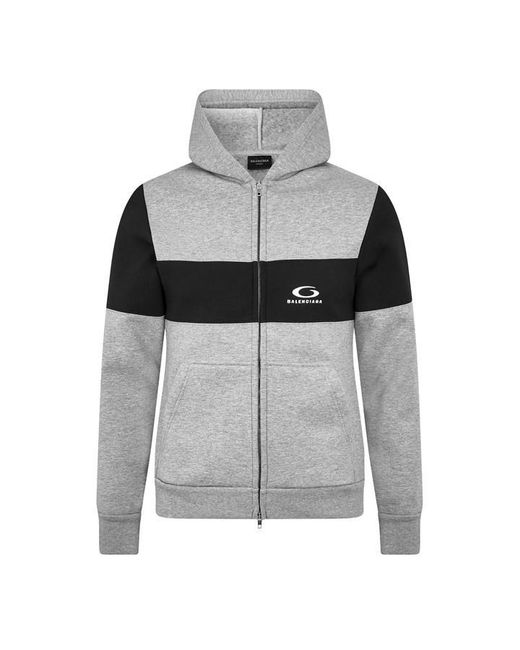 Balenciaga Gray Contrast Band Hoodie for men