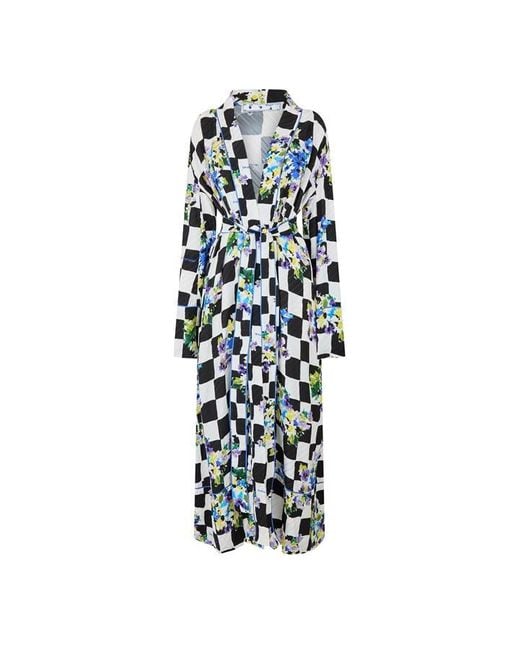 Off-White c/o Virgil Abloh Blue Floral-Print Satin Pajama Robe