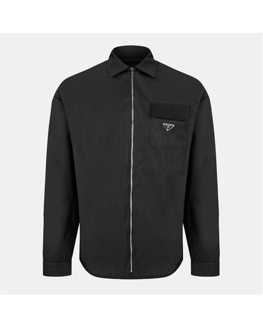 Prada Black Re-Nylon Long Sleeve Overshirt for men