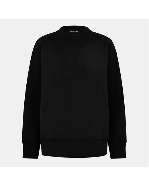 Anine Bing Black Alto Relaxed Fit Crew Sweatshirt