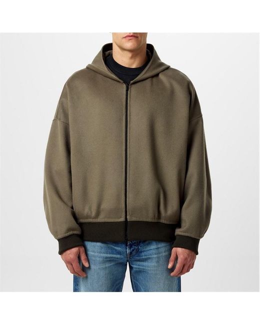 Fear Of God Brown Hooded Bomber Jacket for men