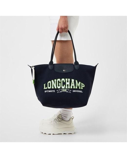 Longchamp Blue Le Pliage Collection Cotton Jersey Tote Bag