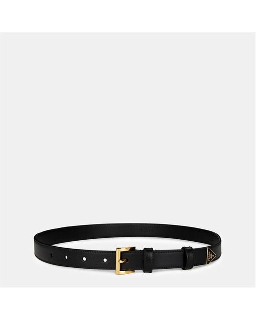 Prada Black Triangle Logo Belt