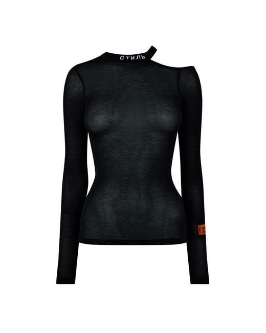 Heron Preston Black Cold Shoulder Long-Sleeve Sweatshirt