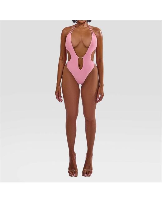 Mars the Label Red Soren Plunge Swimsuit