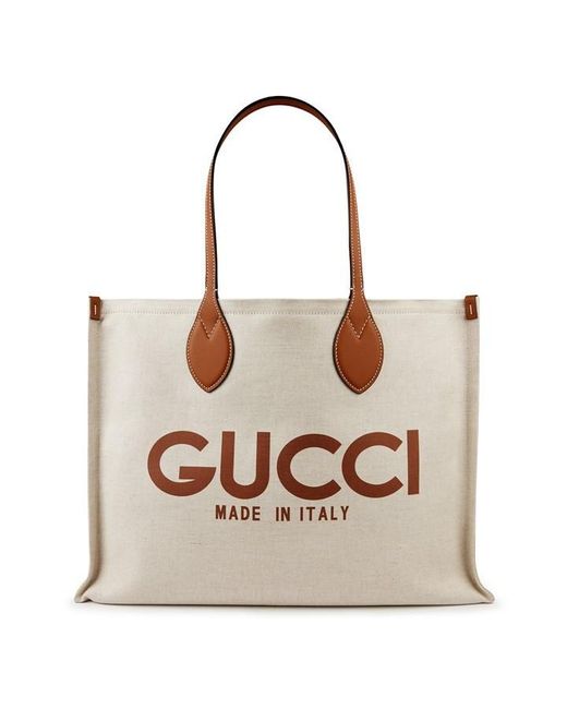 Gucci Natural Made In Italy Canvas Tote