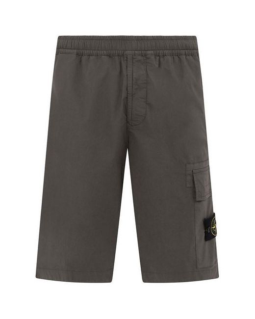 Stone Island Gray Lightweight Tela Shorts for men