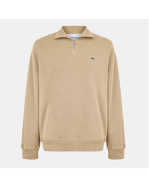 Lacoste Natural Quarter-Zip Fleece Top for men