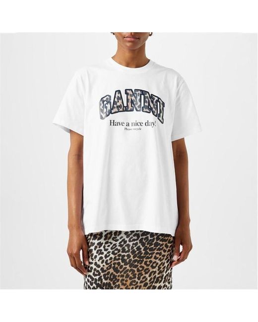 Ganni White Graphic T-Shirt