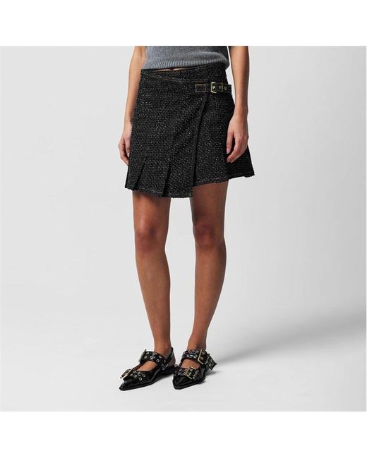 Ganni Black Wrap Mini Pleated Skirt