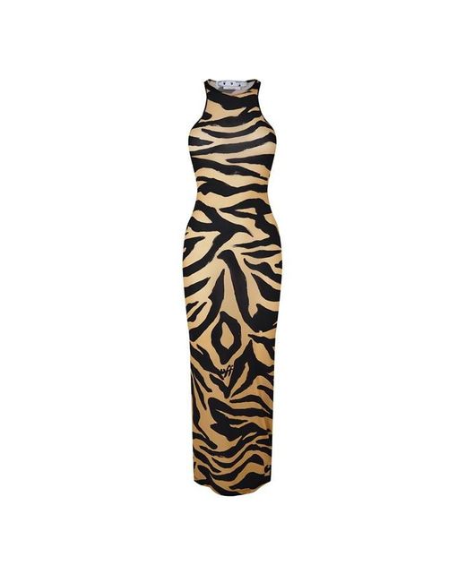 Off-White c/o Virgil Abloh Metallic Zebra Print Maxi Dress