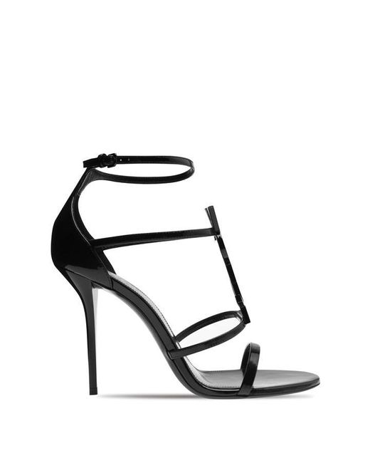 Saint Laurent Black Cassandra Heeled Sandals