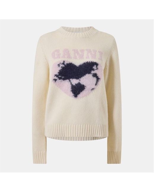 Ganni White Graphic Crew Sweatshirt