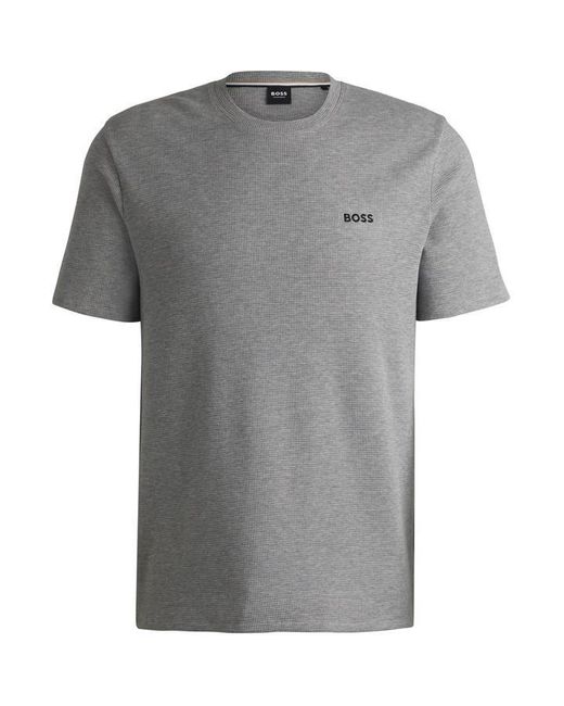 Boss Gray Bodywear Waffle T-Shirt With Structured Design for men