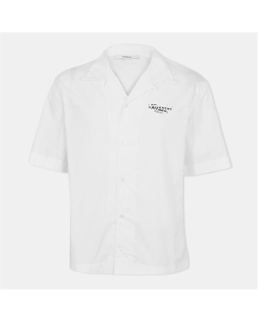 Givenchy White Giv Stamp Short Sleeve Patterned Shirt for men