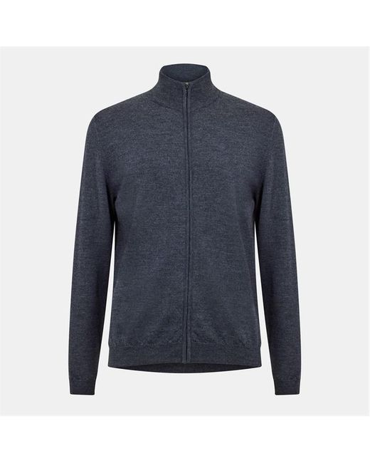 Boss Blue Wool Full Zip Sweatshirt for men