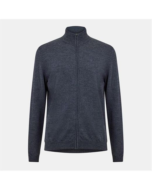 Boss Blue Wool Full Zip Sweatshirt for men