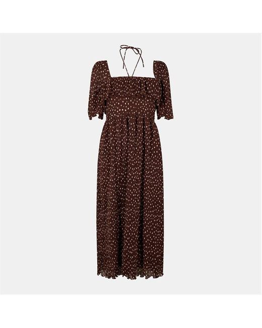 Ganni Brown Midi Smock Dress