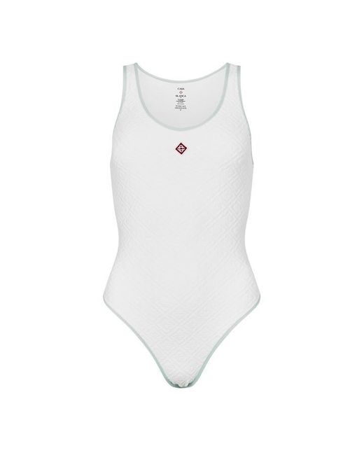 Casablanca White Jacquard Monogram Swimsuit