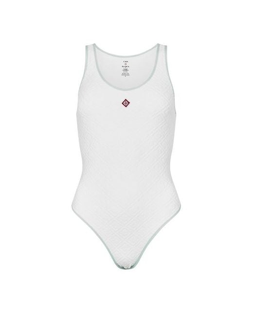 Casablanca White Jacquard Monogram Swimsuit