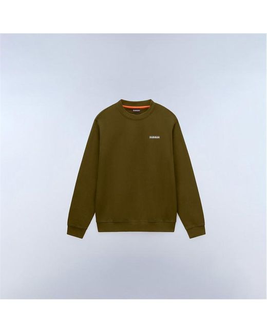 Napapijri Green Small Box Cotton Crew Sweatshirt for men