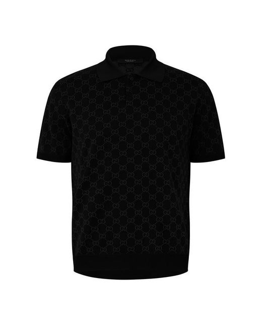 Gucci Black Knit Ss Polo Sn64 for men