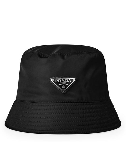 Prada Black Plain Nylon Bucket Hat for men