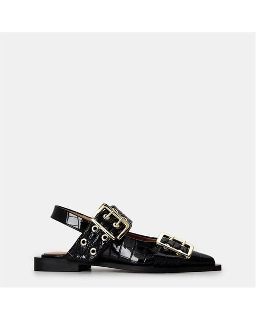 Ganni Black Cro Flt Ballet Pumps