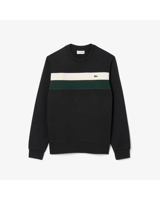 Lacoste Black Cotton-Mix Crew Sweatshirt for men