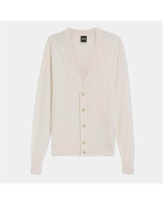 Boss White Double Breasted Jelso Relaxed-Fit Cardigan for men