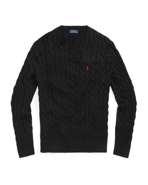 Polo Ralph Lauren Black Cable Crew Knit Jumper for men