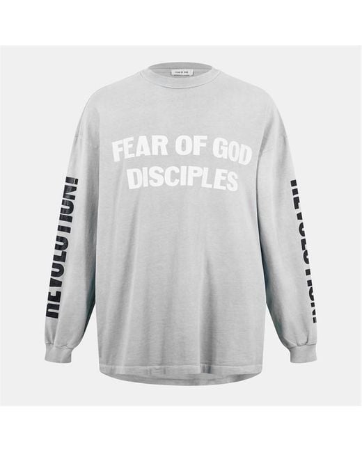 Fear Of God Gray Disciples Long Sleeve Relaxed Fit T-Shirt for men