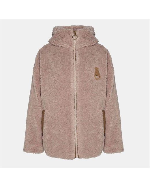 Barbour Brown Amber Hooded Long Sleeve Full Zip Teddy Coat