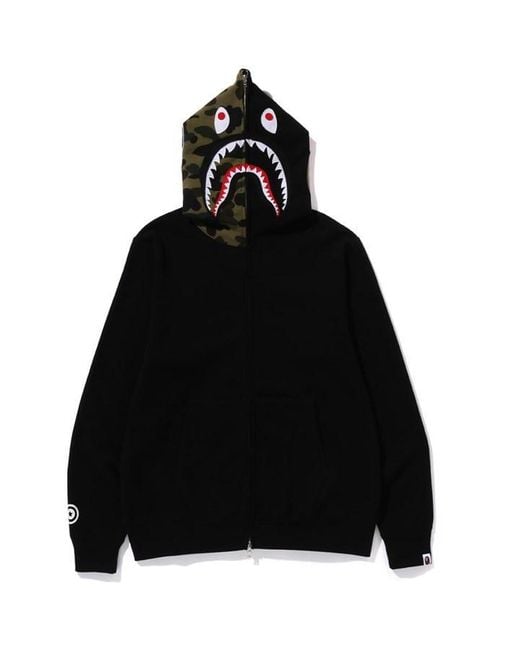 A Bathing Ape Black Shark Wgm Zip Hoodie for men