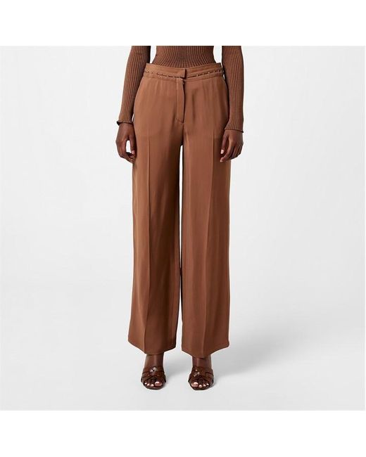 Mugler Brown Hook & Eye Wide Leg Trousers