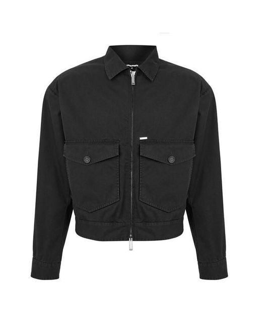 DSquared² Black Easy Cotton Kaban Cotton Long Sleeve Overshirt for men
