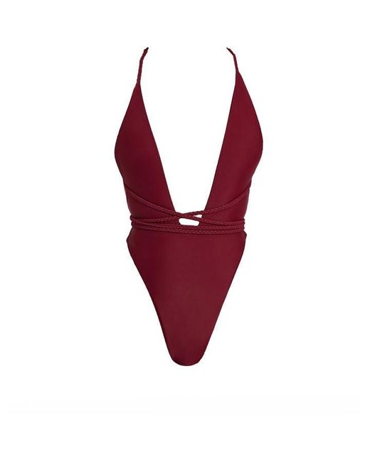 Mars the Label Red Fishtail Swim Plunge Swimsuit