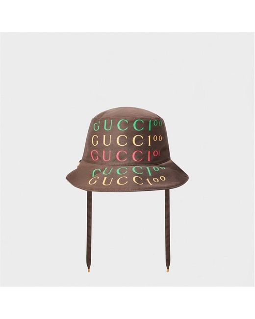 Gucci Brown Structured Brim Bucket Hat