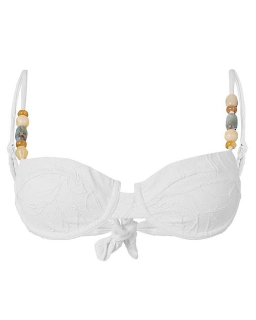 Devon Windsor White Poppy Beaded Bikini Top